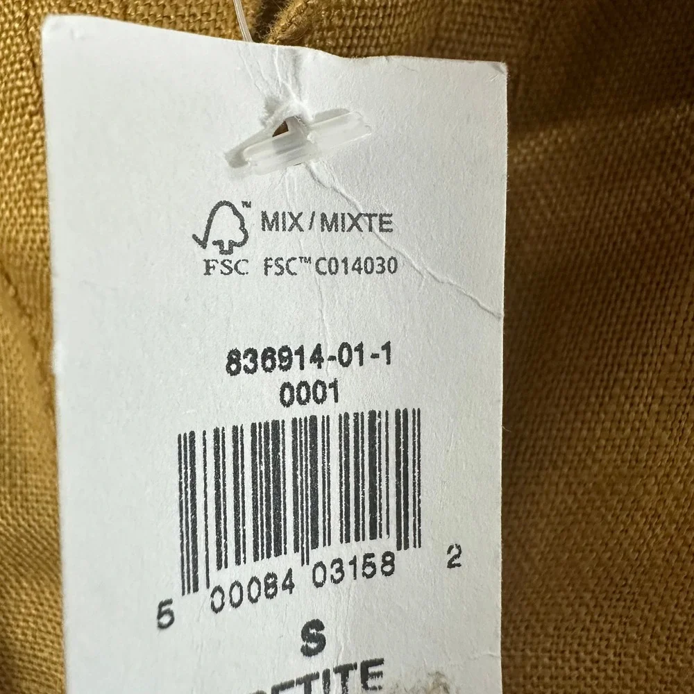 Banana Republic Womens Petite S 100% Linen Utility Romper Ochre Brown NEW